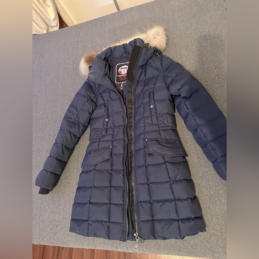 Pajar winter jacket size S navy blue natural fur